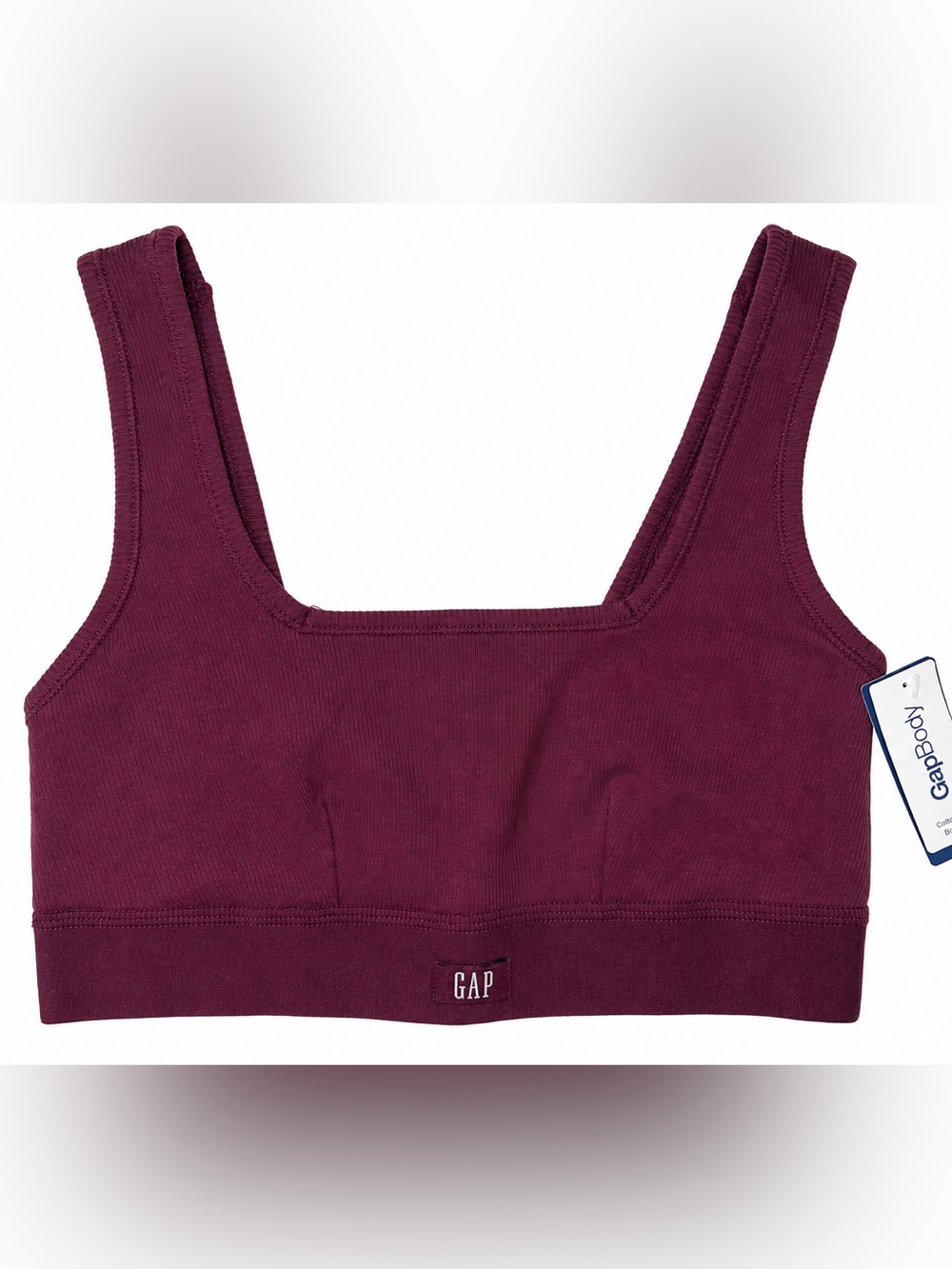 NWT GapBody Ribbed Bralette Burgundy XS/TP Cotton Stretch Crop Bra